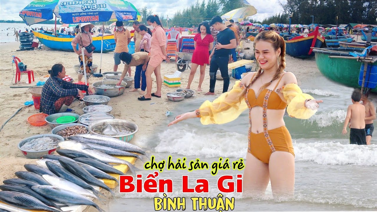 Tấp Nập Chợ Hải Sản Giá Rẻ Biển La Gi Bình Thuận / Bãi Tắm Dinh Thầy Thím