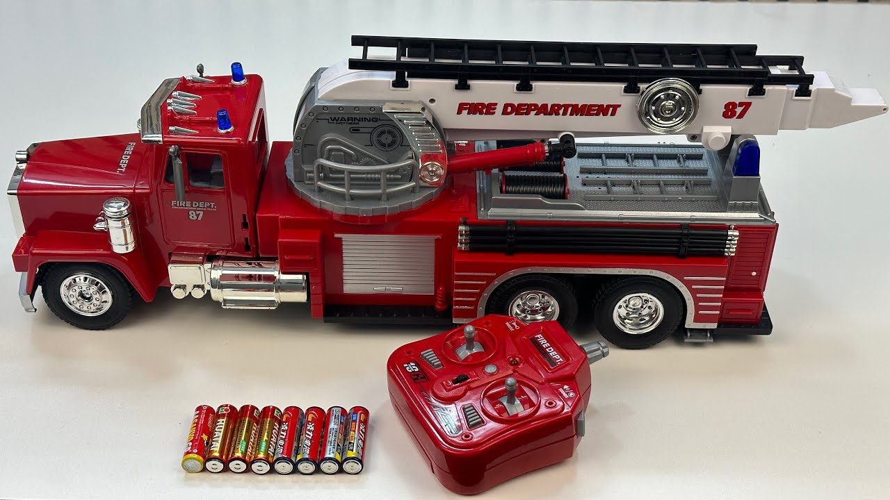 Unboxing RC fire truck with ladder, EV excavator, RC drift racing car, RC Hummer car