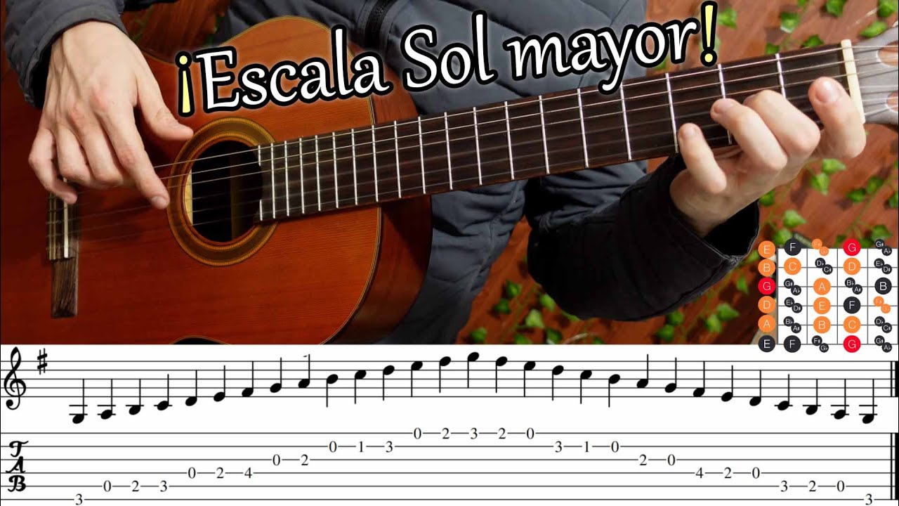 Como tocar: Escala Sol mayor - Tablatura con partitura🧐 - ✨Tutorial guitarra✨
