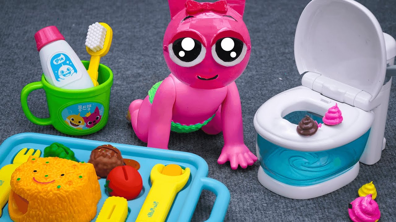 SPRUNKI PINKI Toy Satisfying with Unboxing Eating & Toilet Playset | ASMR
