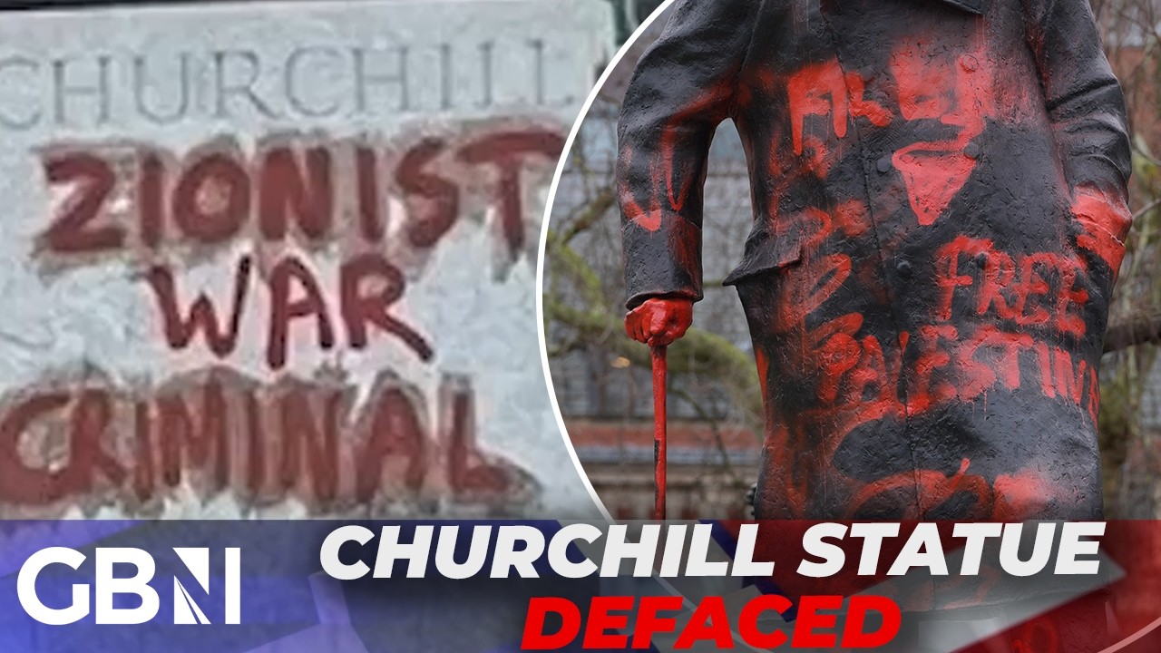 ‘DISGUSTING!’ |  Winston Churchill statue DEFACED by activists in Parliament Square