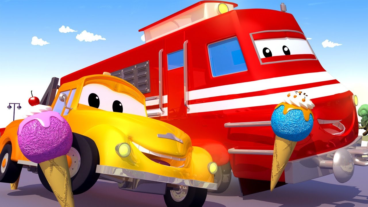 Çekici Tom  - Tren Troy Tren Raylarından Çıktı - Araba Şehri 🚚  Çocuklar için çizgi filmler