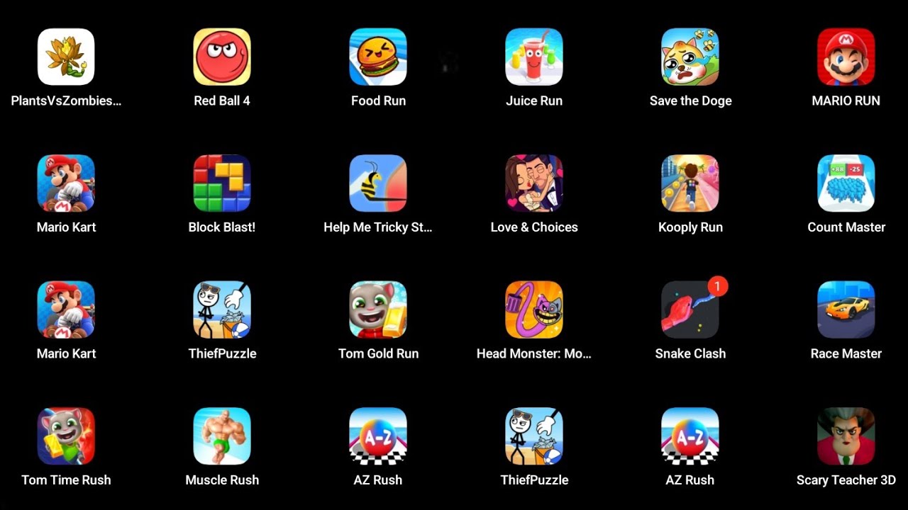 Roblox, Juice Run, Food Run, Save the Doge, Mario Kart, Block Blast, Kooply Run