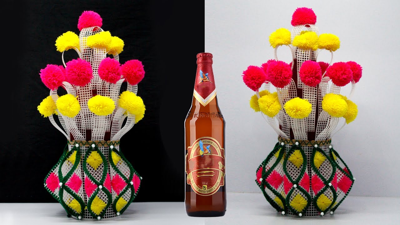 Make Easy Beer Bottle Guldasta | Make Bottle Guldasta from Plastic Net | #Guldasta