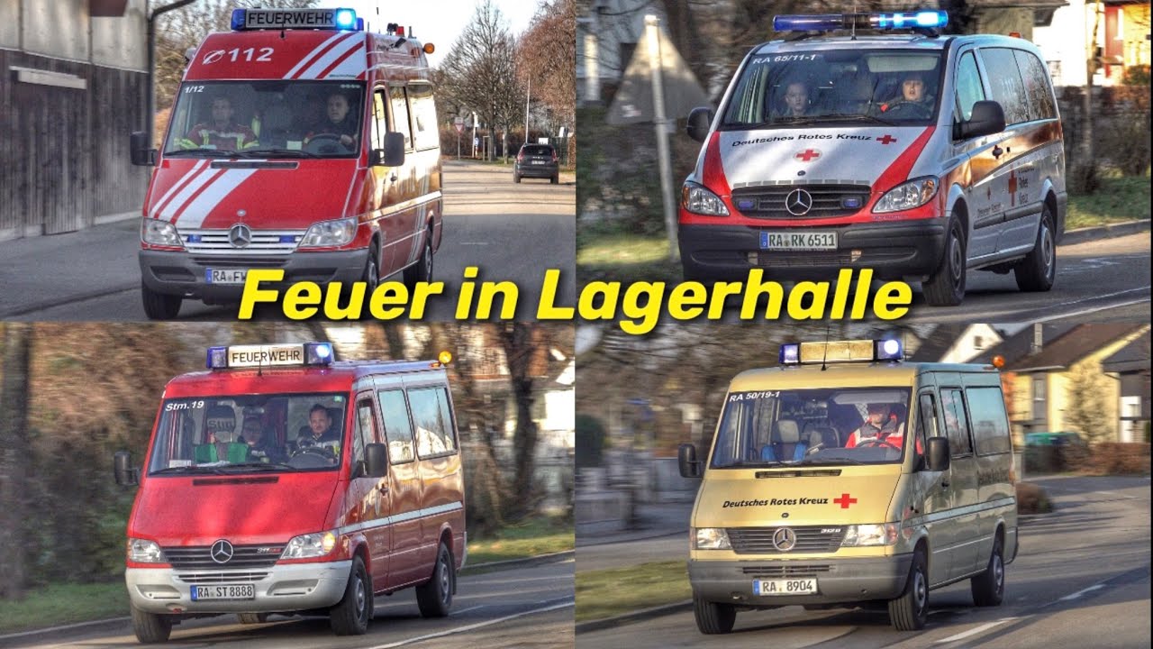 [GROßEINSATZ 🔥]Einsatzfahrten Feuerwehr + DRK Rastatt & Feuerwehr Steinmauern zu Lagerhallenbrand