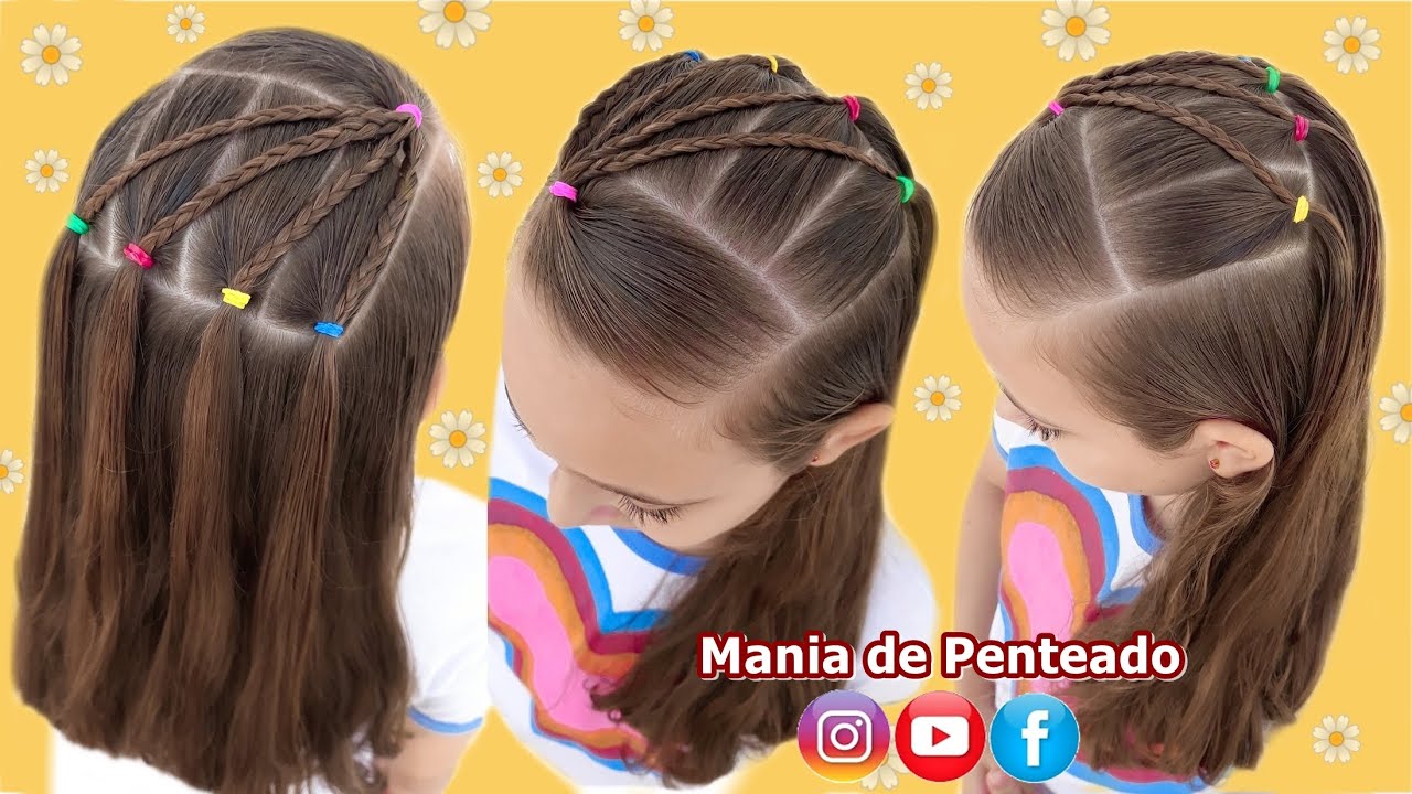 Penteado Infantil Fácil com Tranças e Cabelo Solto | Easy Hairstyle with Braids for Girls