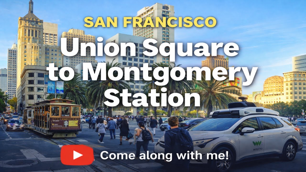Real Street Walk from Union Square to Montgomery Station in San Francisco