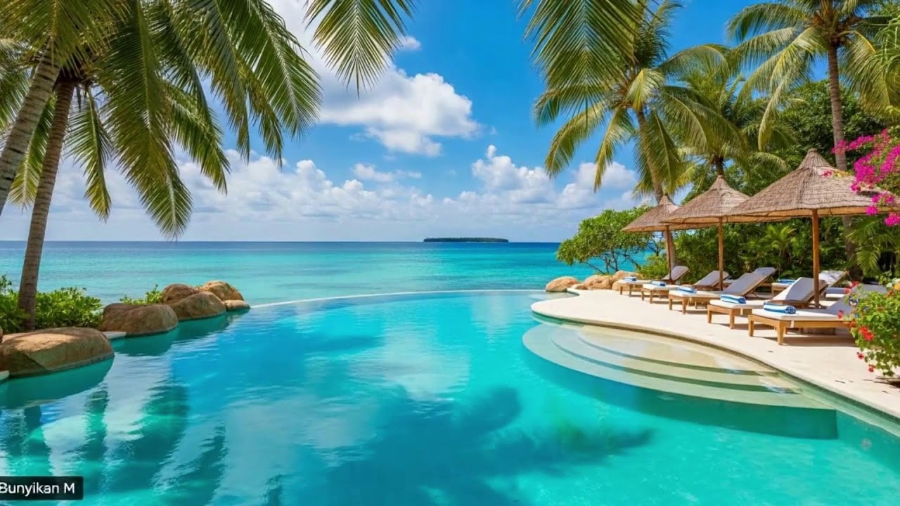Tropical Bossa Nova Jazz - Music At An Outdoor Beach Bar Ambience And Smooth Sound Of Ocean Waves