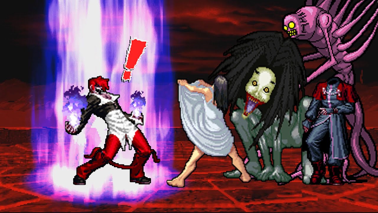 [KOF Mugen] Orochi iori Vs Ella (Ring Girl) & Corpse & Final & New Kyouki (Super Horror Team)