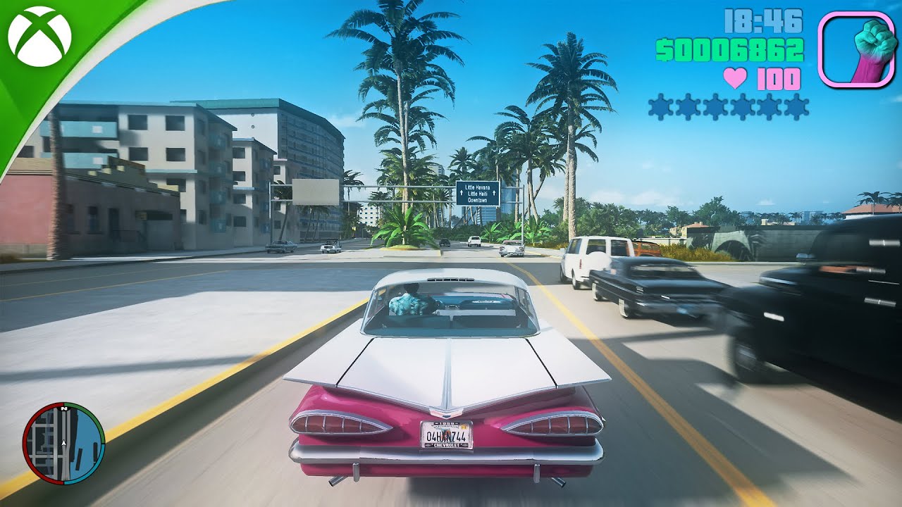 GTA Vice City Remastered 2021 - Xbox Series X - Free Roam [4K] Ray Tracing Gameplay Concept