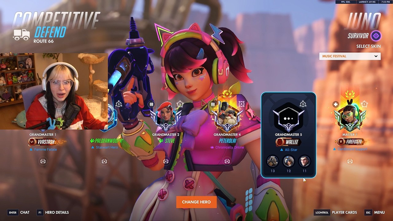 19 000 исцелений! ТОП-500 Джуно Аспен! Геймплей Overwatch 2 сезона.