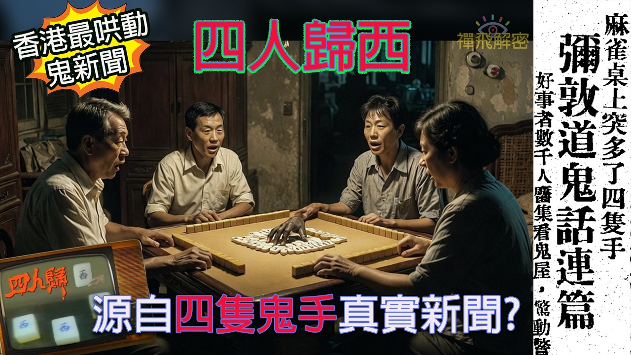 【香港最哄動鬼新聞】四人歸西源自四隻鬼手真實新聞? 昔日彌敦道鬧市鬧鬼  千人圍觀 四人打牌打出12隻手! 禪飛親眼看見鬼手經歷 EP370 #50代 #60年代