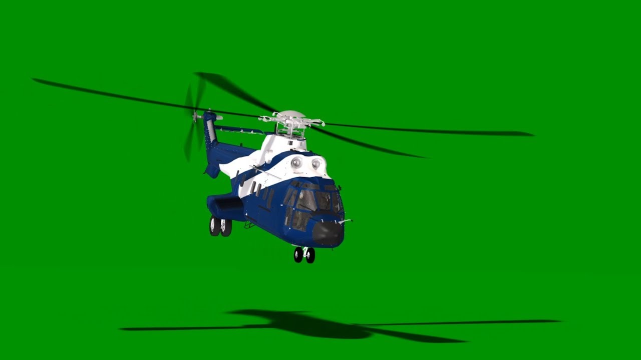Helicopter in flight - different views - green screen - free use