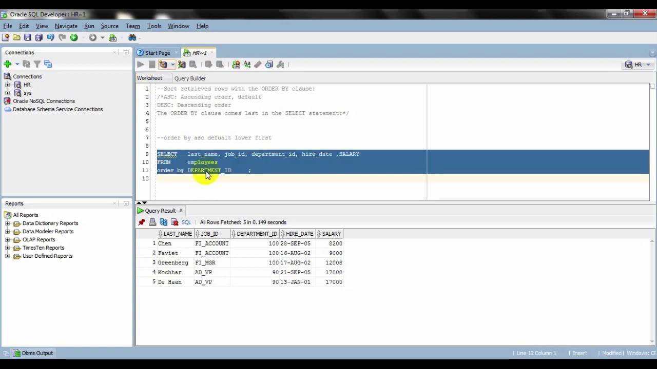 Oracle Database 12c : 08 sorting data (ORDER BY ) part 2