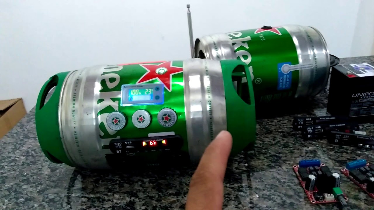 Como montar o som no barril Heineken com kit 2vias JBL 62V2A