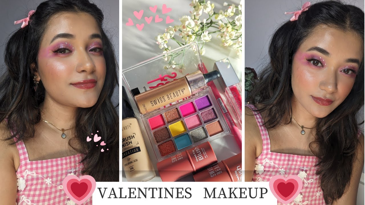 Heart inspired Makeup for Valentine's || Swiss Beauty One brand Makeup