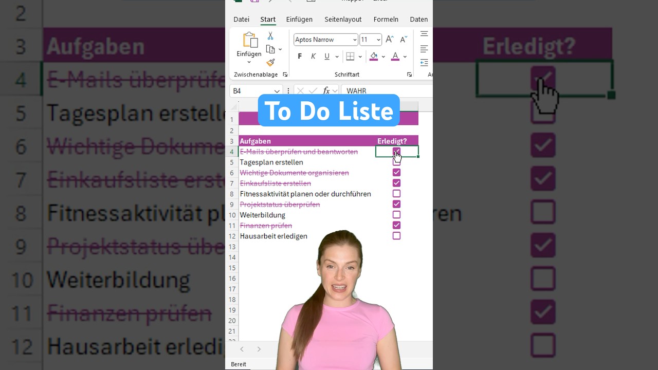 To Do Liste 📋 in Excel ✅ #exceltipps #excel #exceltips #todos