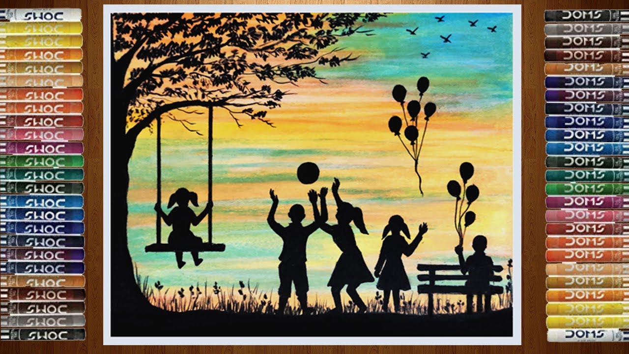 Easy Children's Day Drawing | Children's Day Special Drawing | Oil Pastel | Beginners