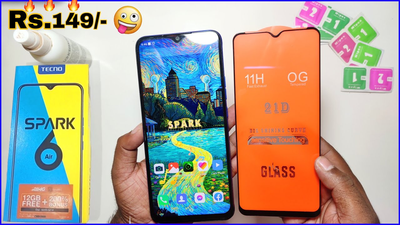 Tecno Spark 6Air Tempered Glass Protector Setup/ How To Setup Glass Protector Tecno Mobile// 6Air