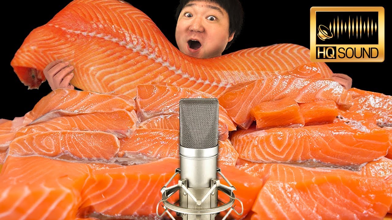 통연어 먹방 🍣 연어 2kg를 비싼 마이크를 써서 녹음하면?ㅣ하이퍼리얼사운드 [Sub]