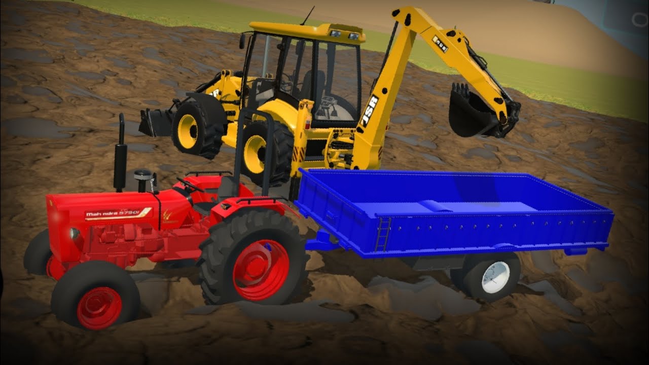 JCB is loading Mahindra tractor with soil #indianvehiclessimulator3dvideos #thar4x4 #cartoon #jcb