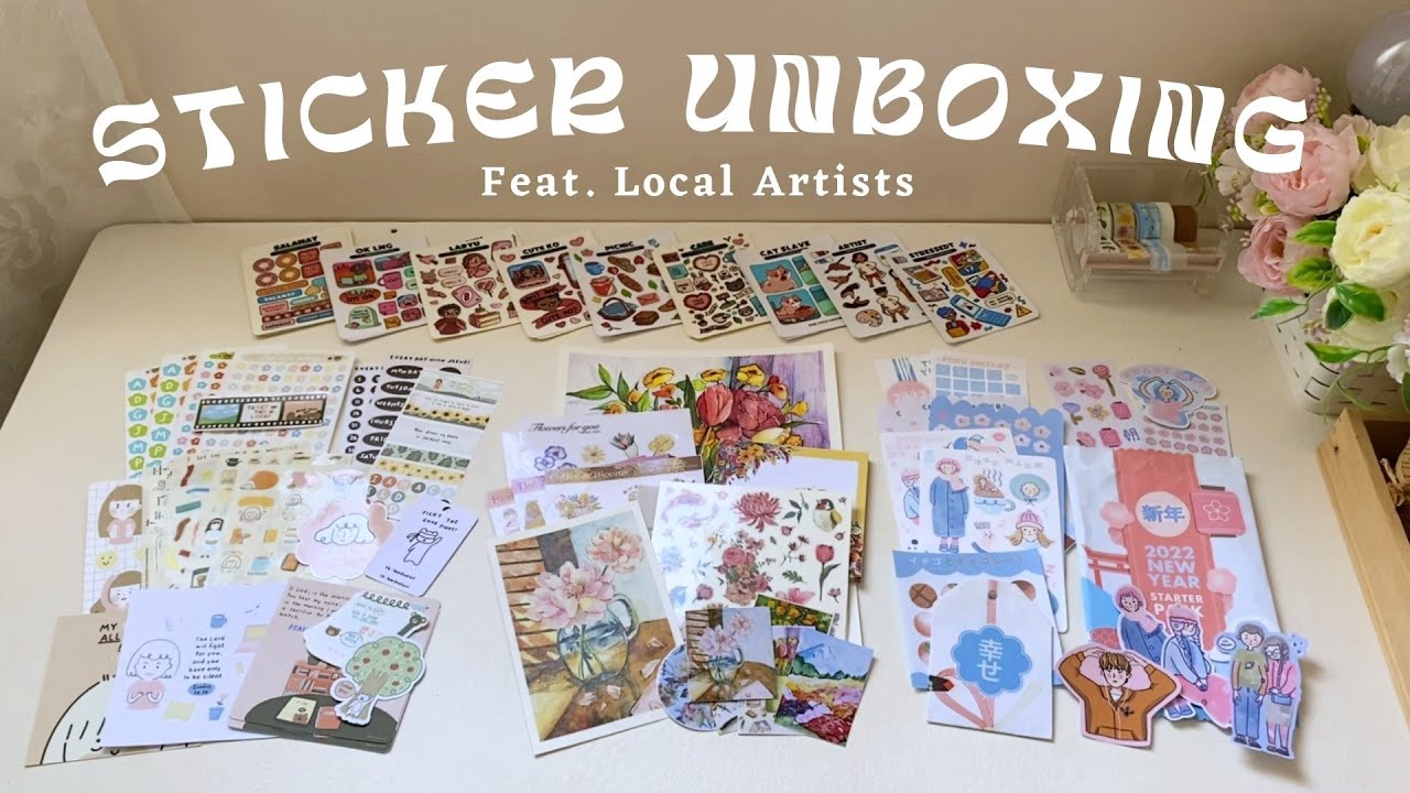 LOTS of cute stickers 🌹 shopee sticker haul / unboxing selfcare stickers from local sticker business