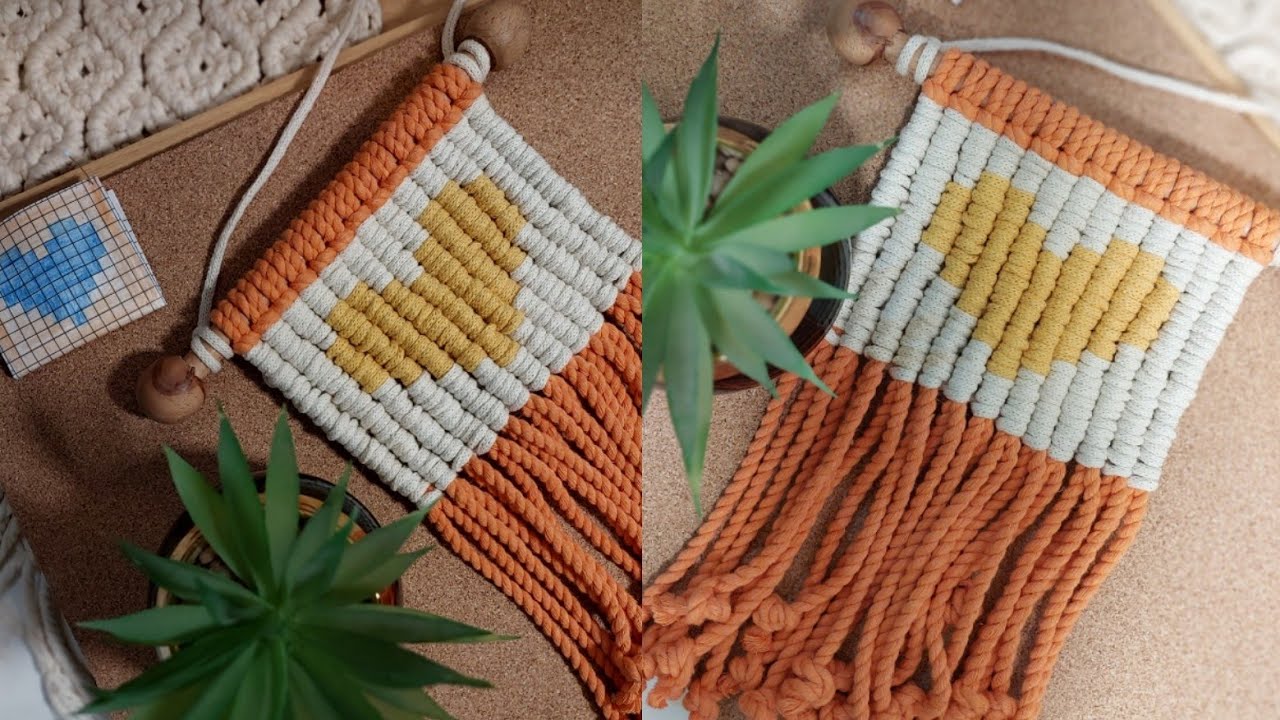 معلقه بيكسل /قلب بيكسل /pixel  heart /,pixel macrame/manal_elmawardy
