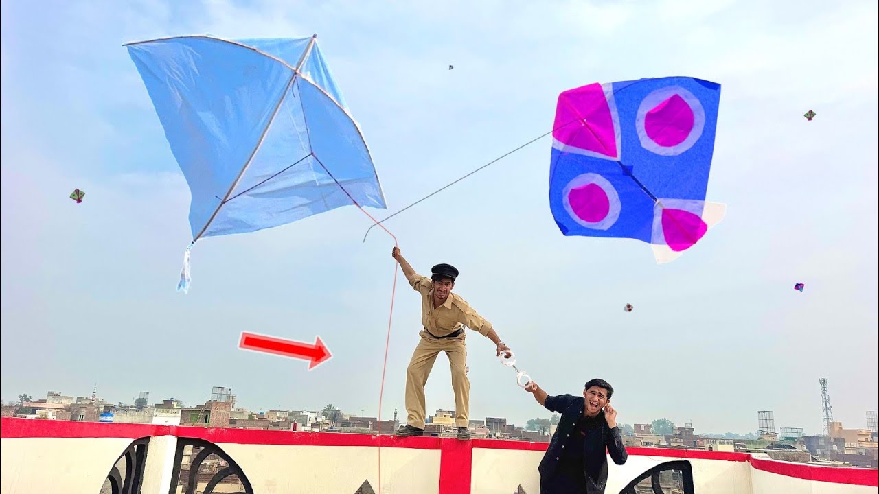 Police Man Kite Catch | Kite Flying Catch Pakistani Colourful Kite | Lahore Basant 