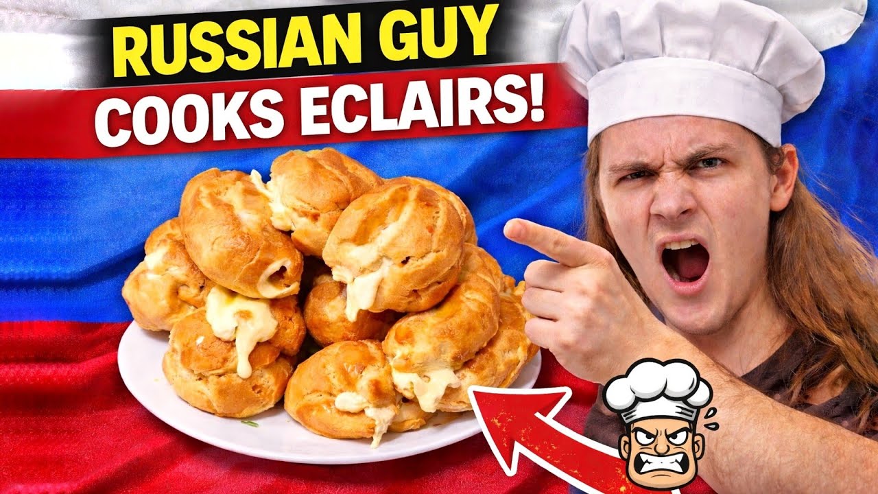 Russian Guy Teaching How to Make Eclairs || how to cook prt 1