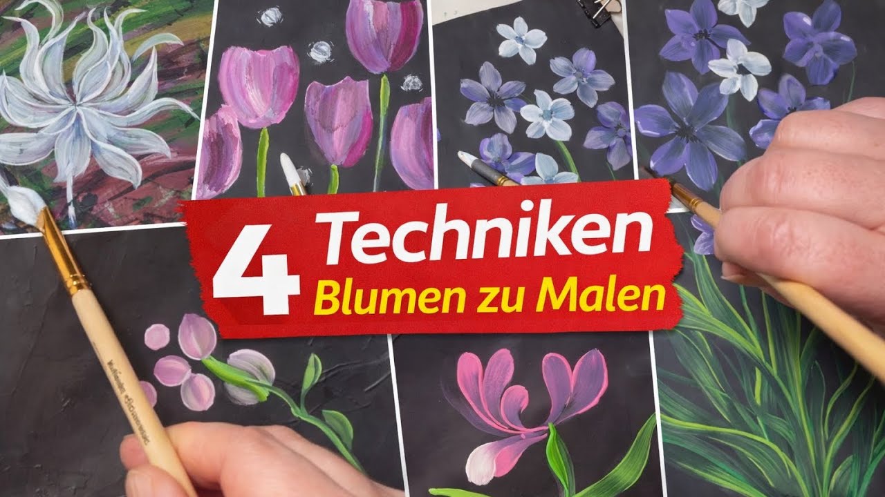 Blumen malen in Echtzeit: 4 Techniken, 1 Video - Real Time painting 