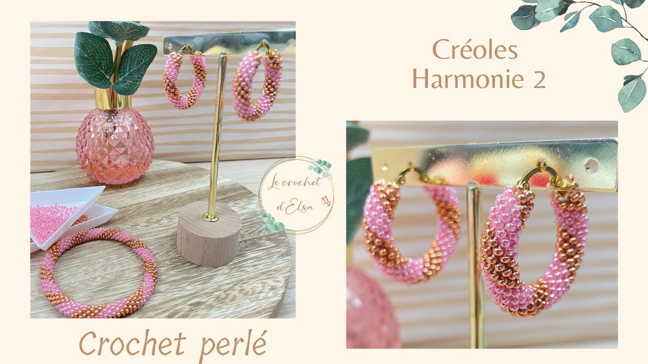 Comment réaliser des boucles d'oreilles au crochet perlé - Les Créoles Harmonie 2
