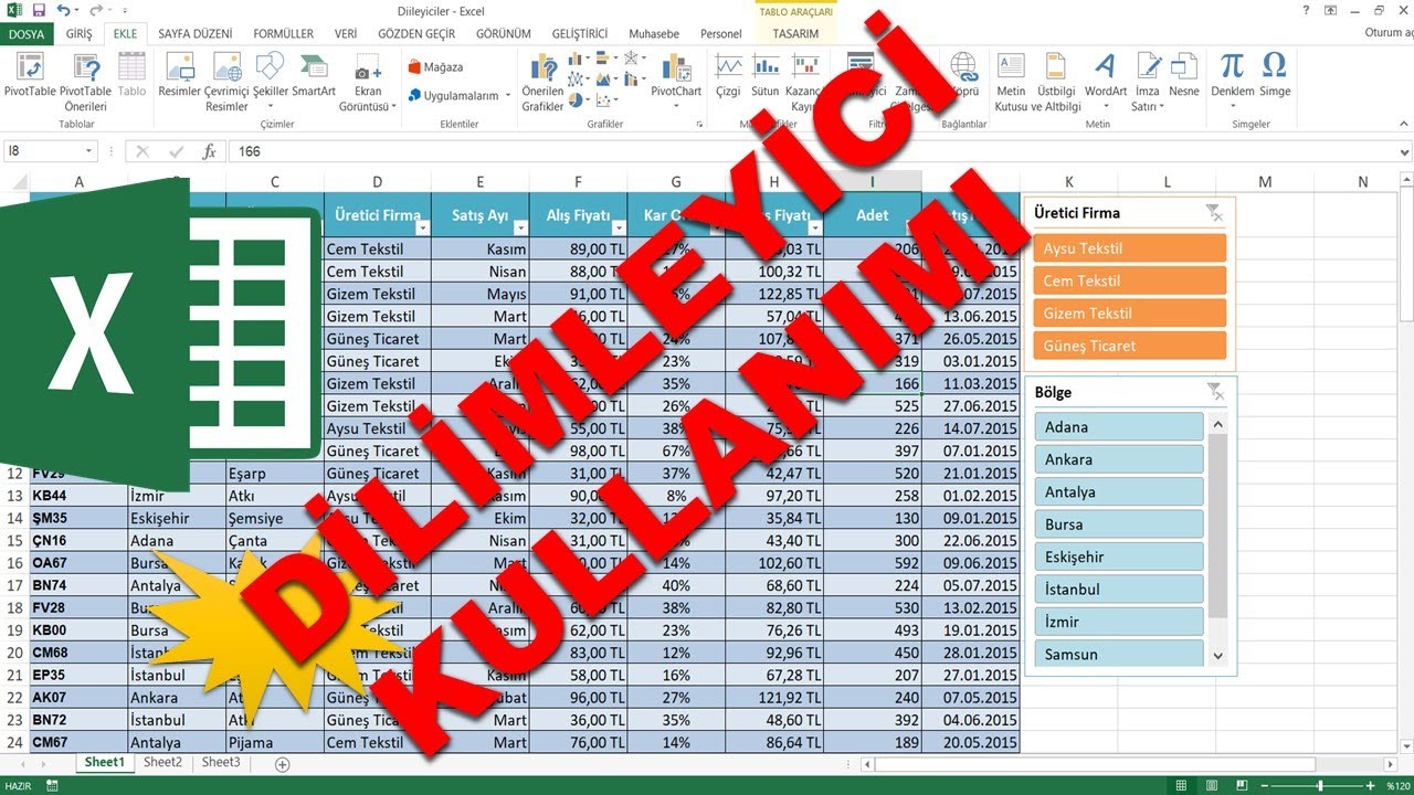 Excel Dilimleyici kullanımı