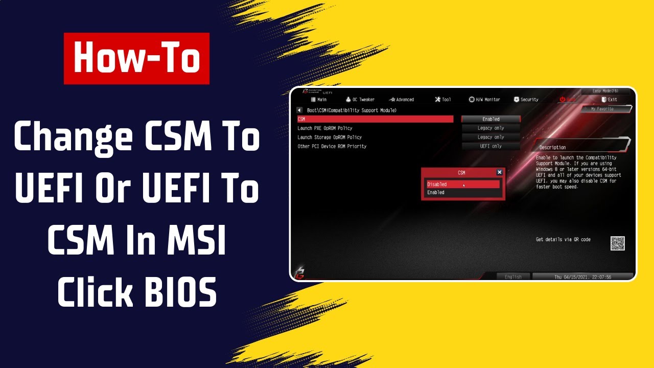 [MSI] Как изменить CSM на UEFI или UEFI на CSM в MSI Click BIOS