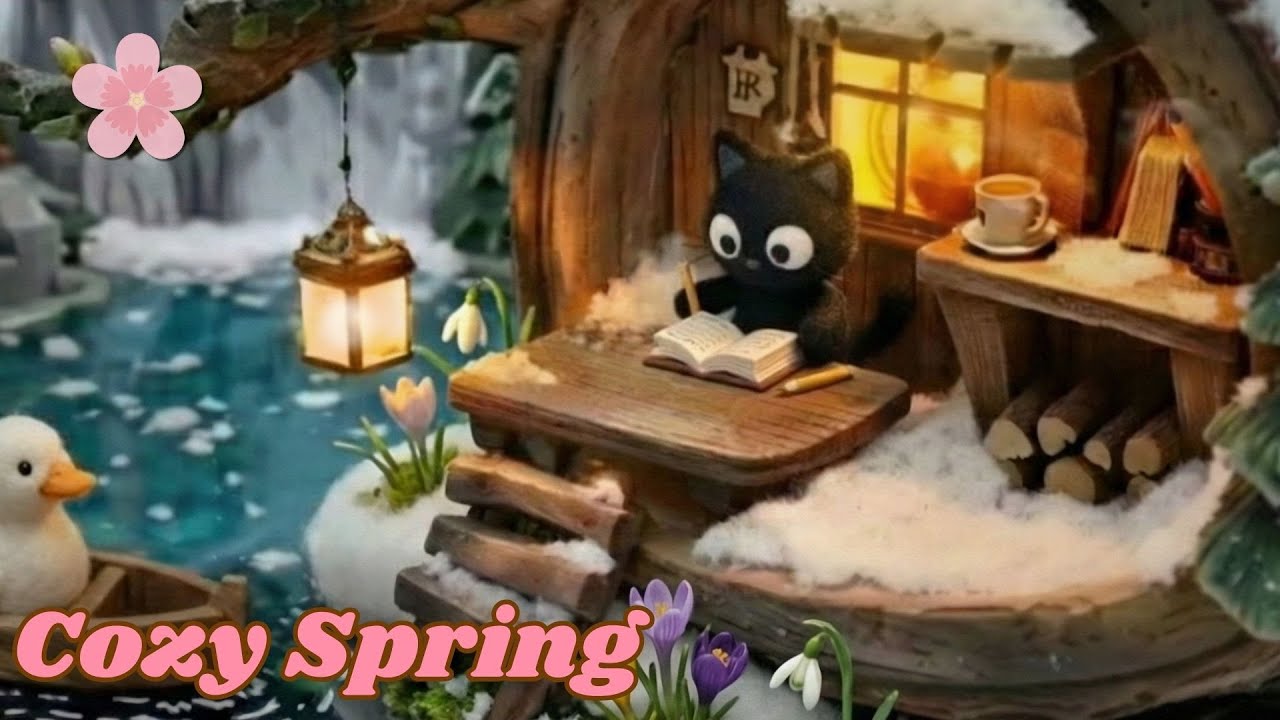 Warm Wooden Treehouse 🌸 by the River | Cozy Spring Jazz to Study