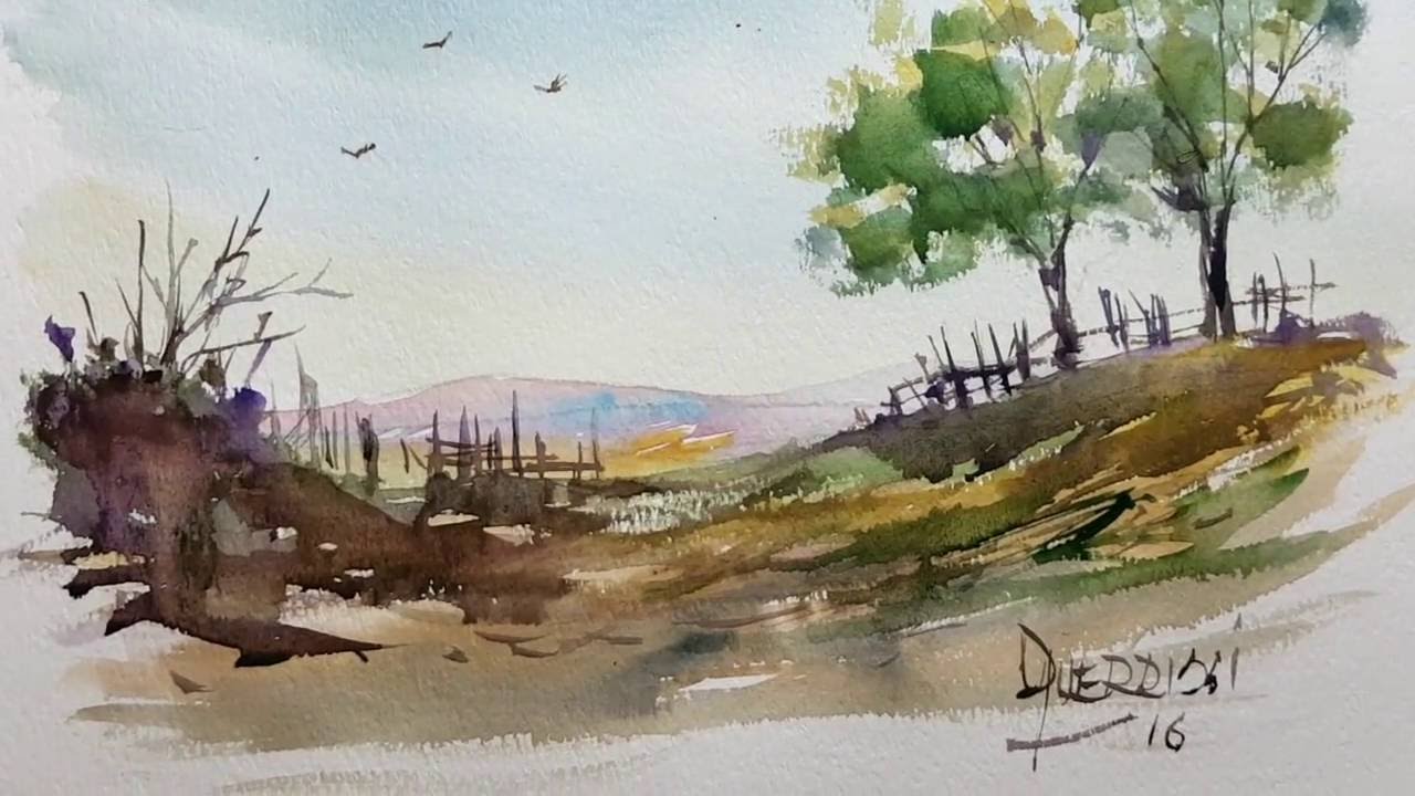 Paisaje en acuarela en vivo