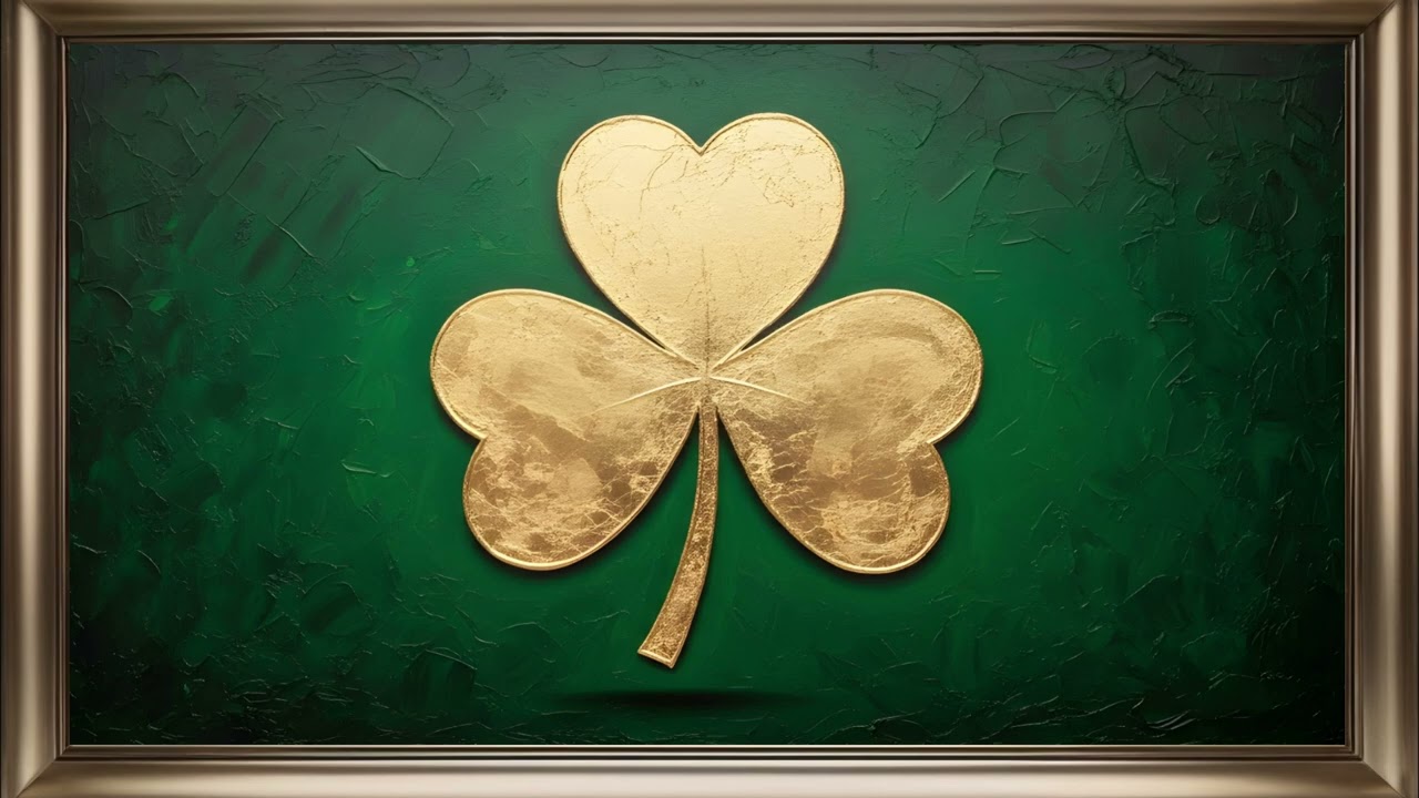 Golden Shamrock Frame TV Art | St-Patrick's Screensaver Background For Your TV ☘️💫