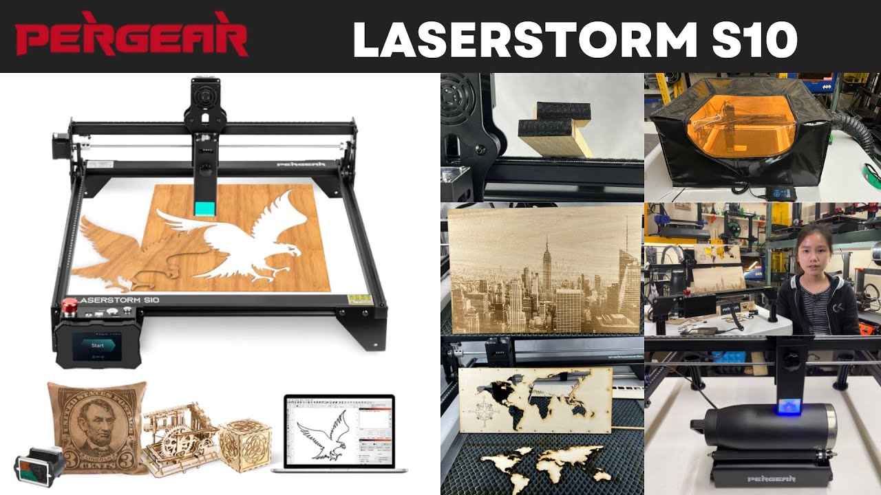 Лазерный гравировальный станок Pergear LaserStorm S10: лазерный модуль мощностью 10 Вт, автономны...
