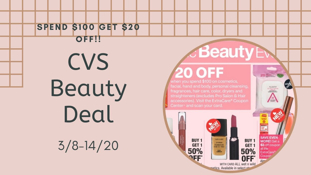 CVS Beauty Deal 3/8-14/20 Get $20 Off $100 in Beauty Items! $10.81 Money Maker!