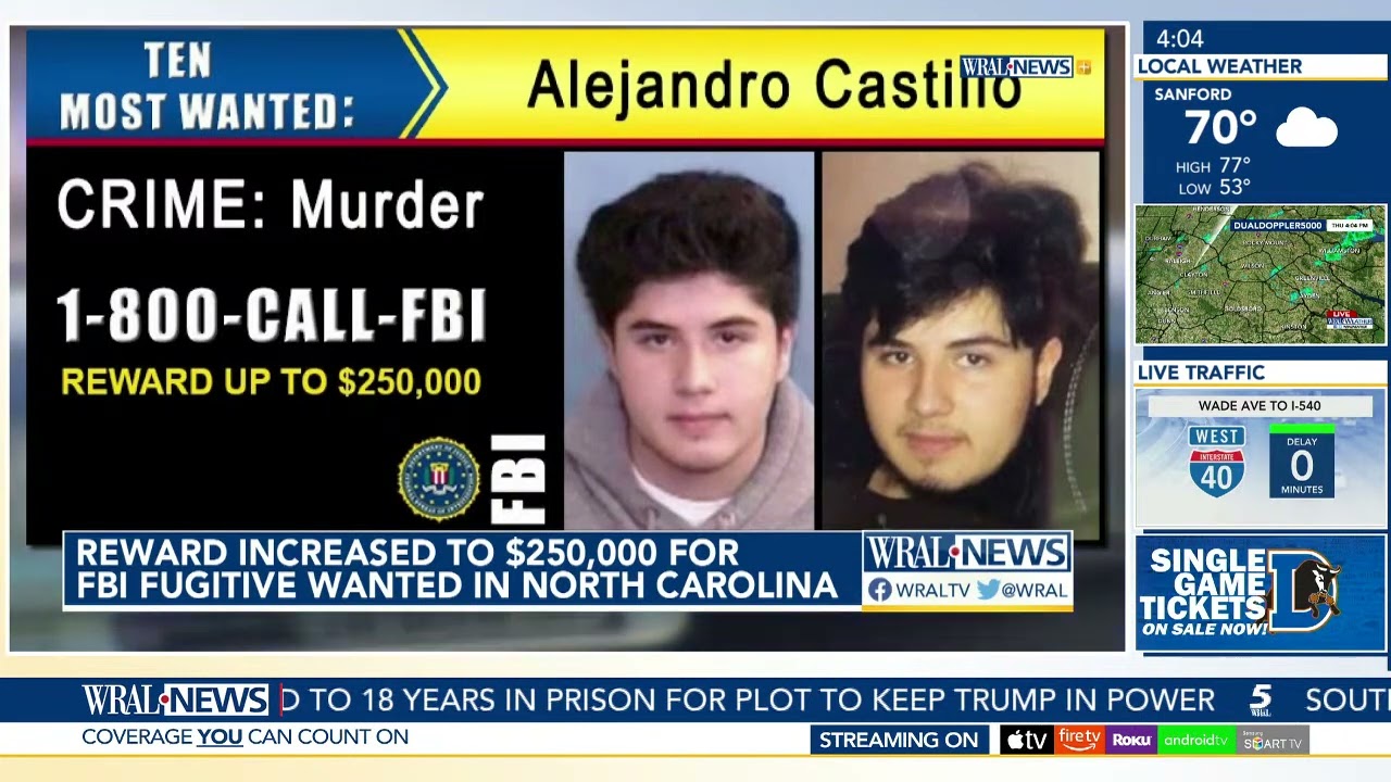 FBI: $250K Reward for fugitive wanted in North Carolina