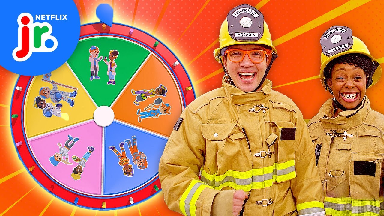 Mystery Wheel of Jobs with Blippi and Meekah! 🚒💫 Blippi's Job Show | Netflix Jr