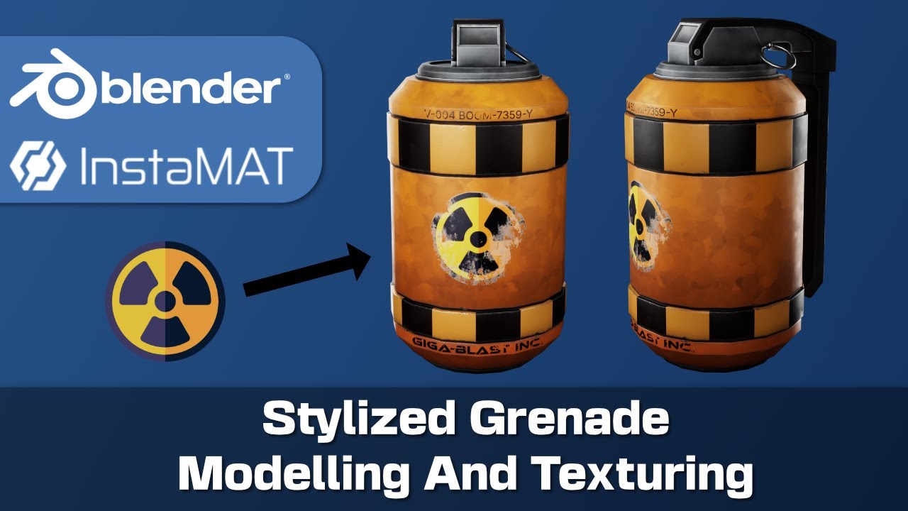 Stylized Grenade Modelling and Texturing using Decals and Reference Layers | Blender | InstaMAT