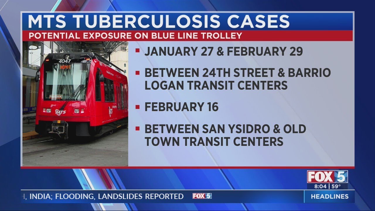 Tuberculosis exposure reported on MTS Trolley Blue Line