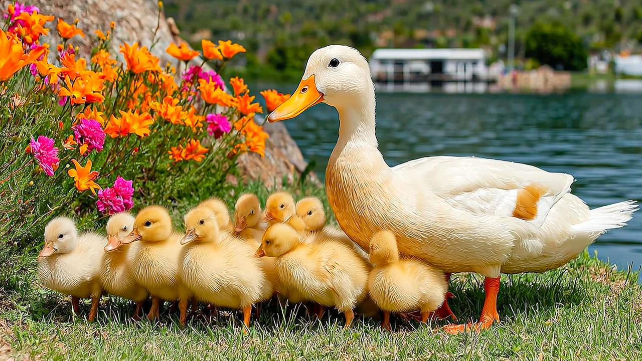 Спокойные утки у воды успокоят ваш разум 🦆 Расслабляющая природа для снятия стресса 💛