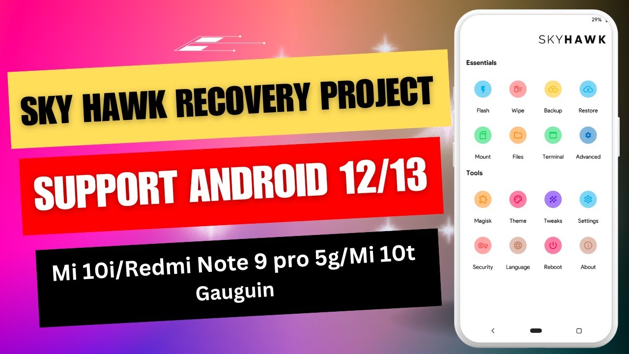 How to Install Skyhawk Recovery In Mi10i/Redmi Note 9 pro 5g/Mi 10t ft. TWRP