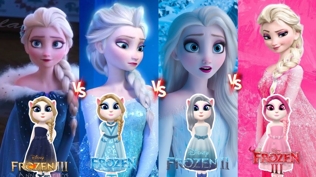 My Talking Angela 2 ❄️ || Blue Elsa 💙 VS White Elsa 🤍 VS Black Elsa 🖤 VS Pink Elsa 💖 || Cosplay
