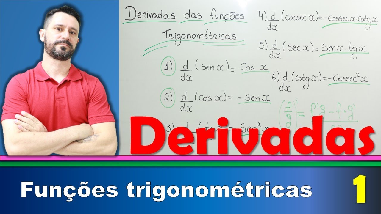 Derivadas de funções trigonométricas. Aula 1 - Como derivar senx, cosx, tgx, secx, cossecx e cotgx.