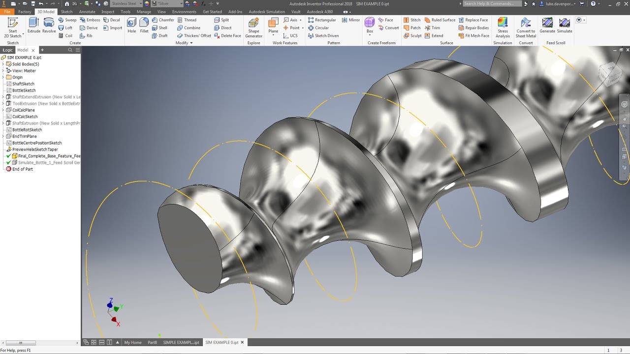 Create Bottle Feed Screws With Autodesk Inventor - Tutorial 1 - Simple Shaft