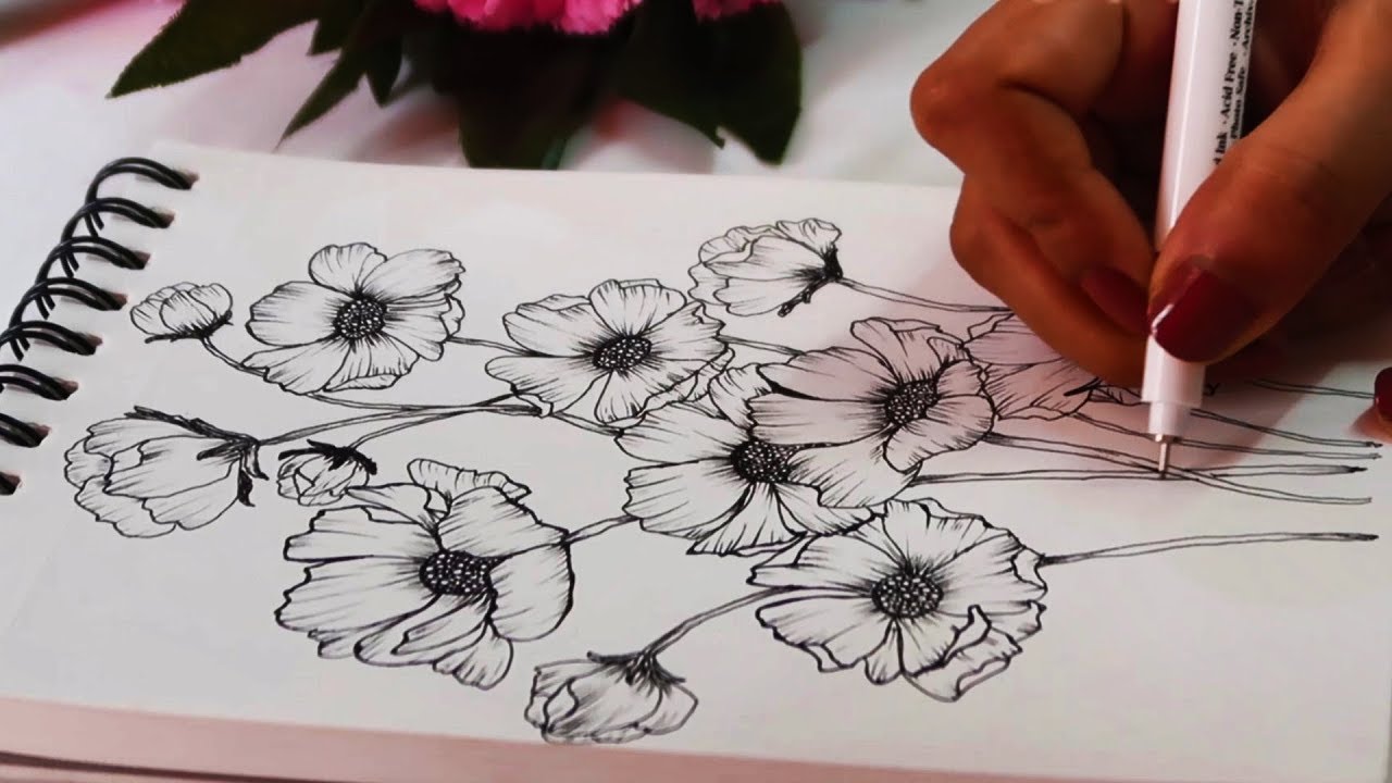 How To : Step by Step Floral Drawing Tutorial | Botanicals drawing | Easy Tips for Beginners