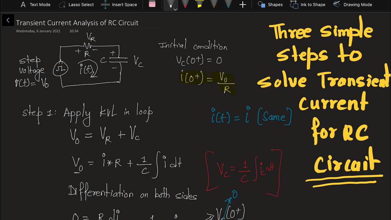 Transient Current Analysis of RC Circuit Using Laplace Transform