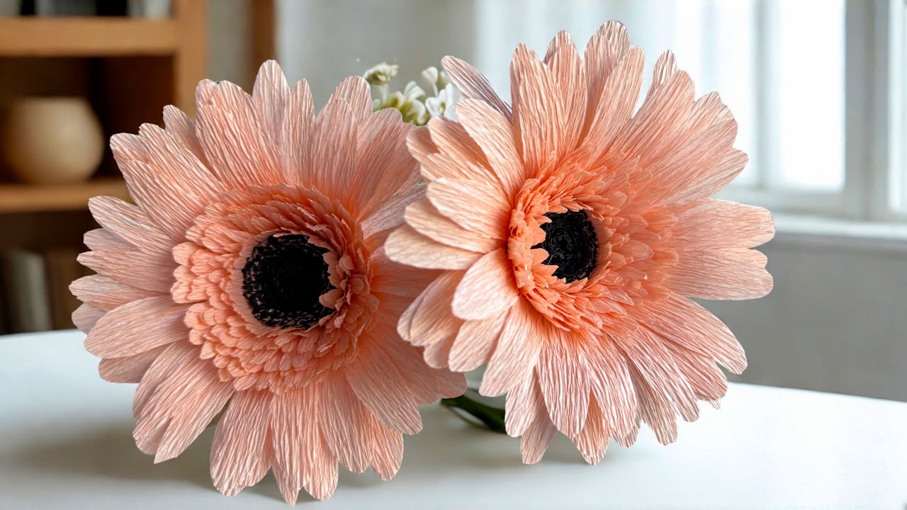 Real or Paper ? Easy Gerbera with Crepe Paper | Crepe paper Flowers